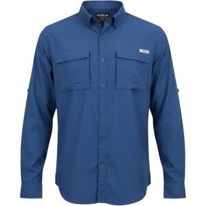 Reel Legends Fishing Shirt Women's L Navy Blue Long Sleeve Outdoor Saltwater